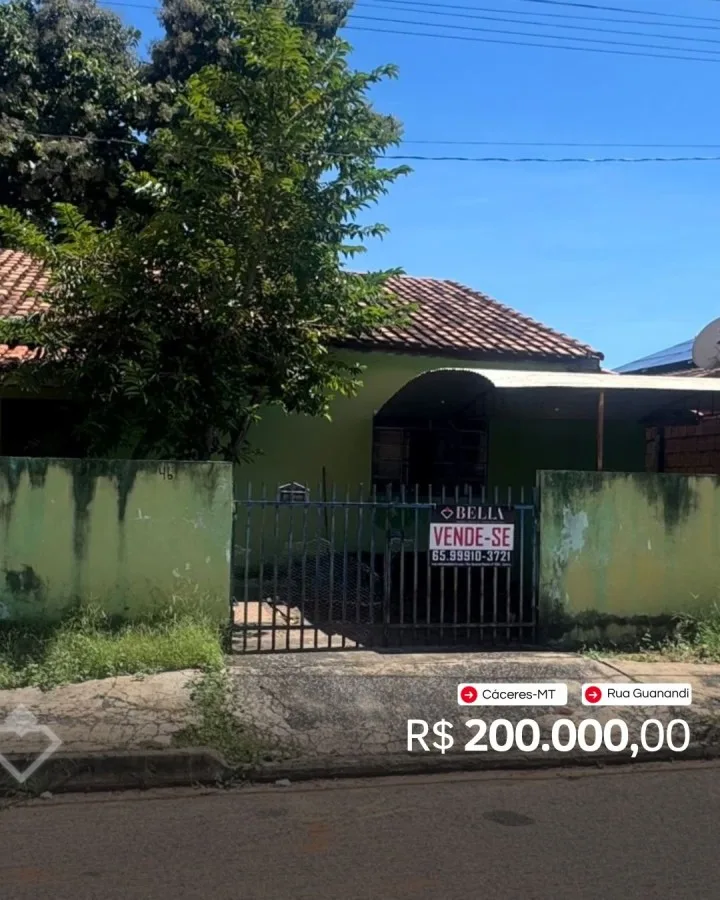 Casa à venda em Bandeirantes, Cáceres: Casa 2 quartos · Bandeirantes