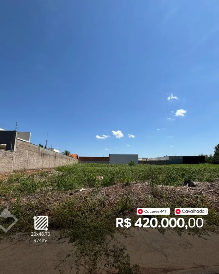 Terreno à venda em Cavalhada I, Cáceres: Terreno 974 m² · Cavalhada I