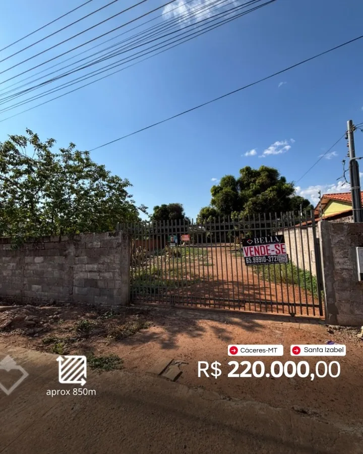 Terreno à venda em Santa Isabel, Cáceres: Terreno 850 m² · Santa Isabel