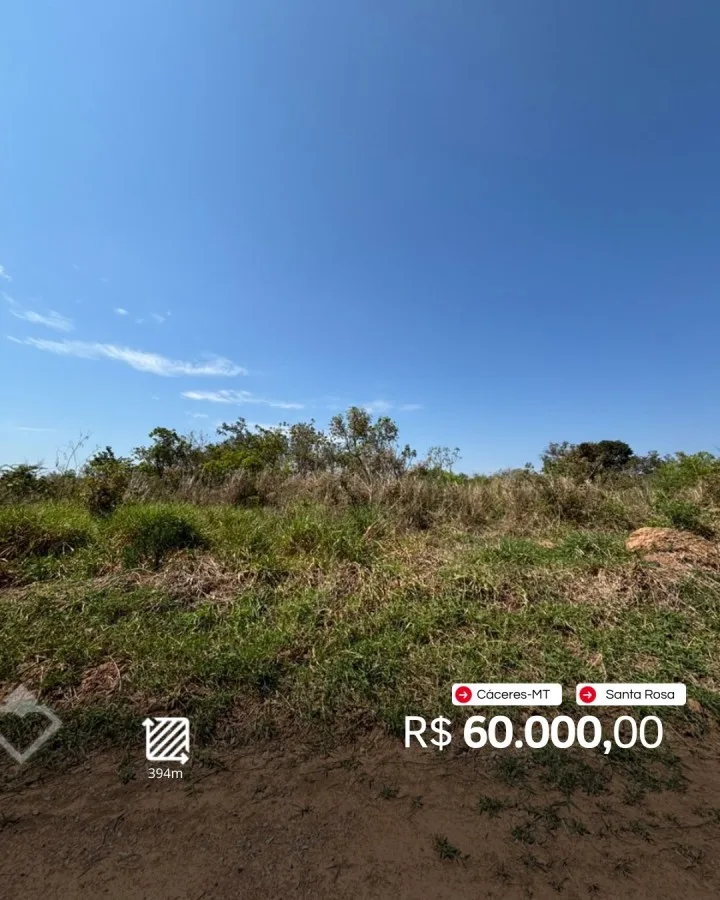 Terreno à venda em Santa Rosa, Cáceres: Terreno 394 m² · Santa Rosa