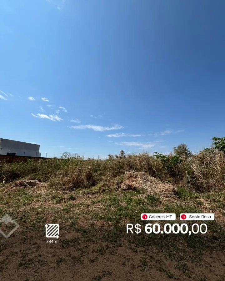 Terreno à venda em Santa Rosa, Cáceres: Terreno 394 m² · Santa Rosa